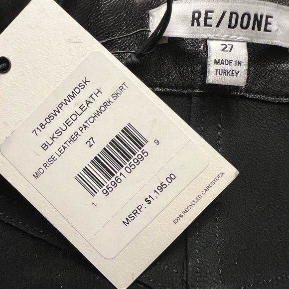 RE/DONE Mid Rise Leather & suede 27/small Patchwork Skirt NWT - Picture 9 of 13